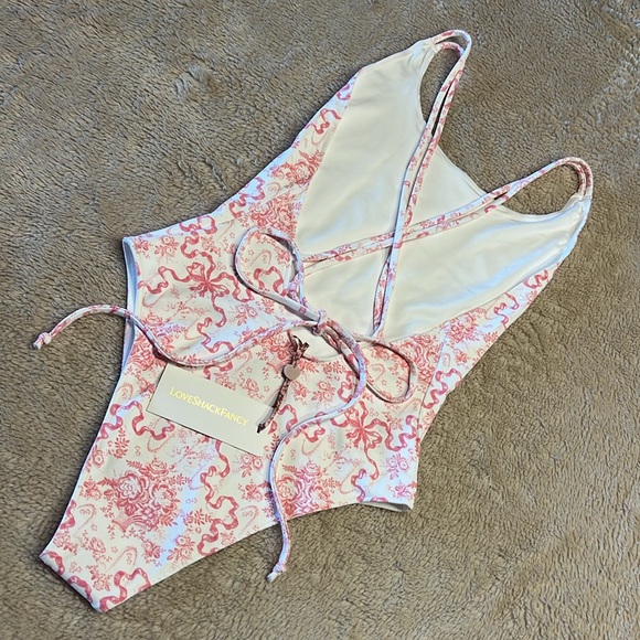 LOVESHACKFANCY Dusk Bow Print One Piece Swimsuit - Picture 5 of 9